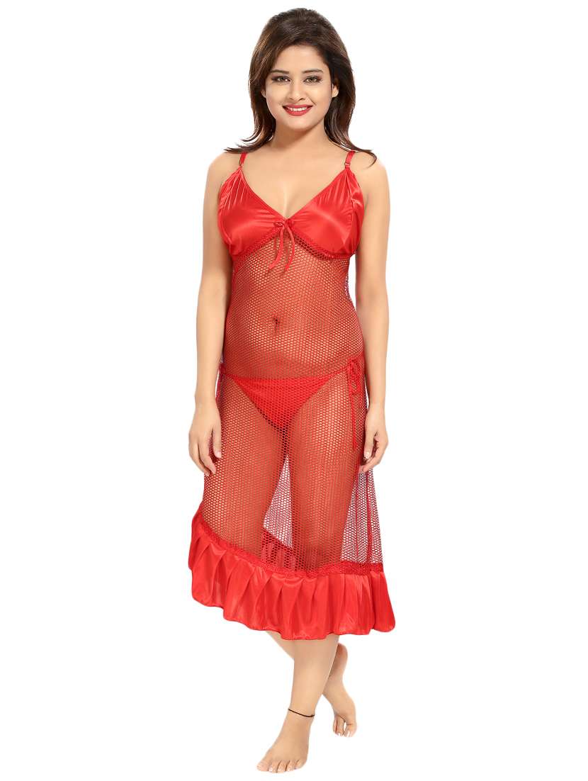 lace detail nighty with robe - 15739367 - Standard Image - 4