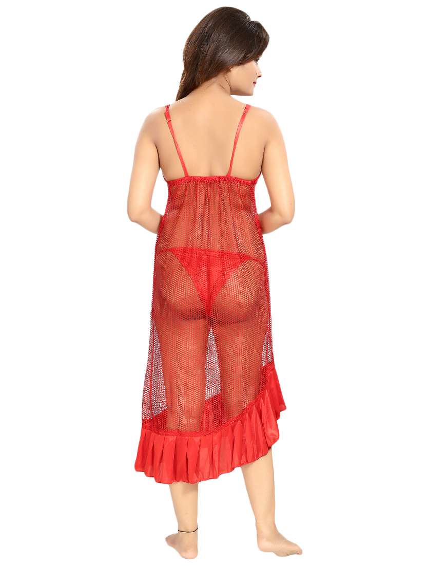 lace detail nighty with robe - 15739367 - Standard Image - 6
