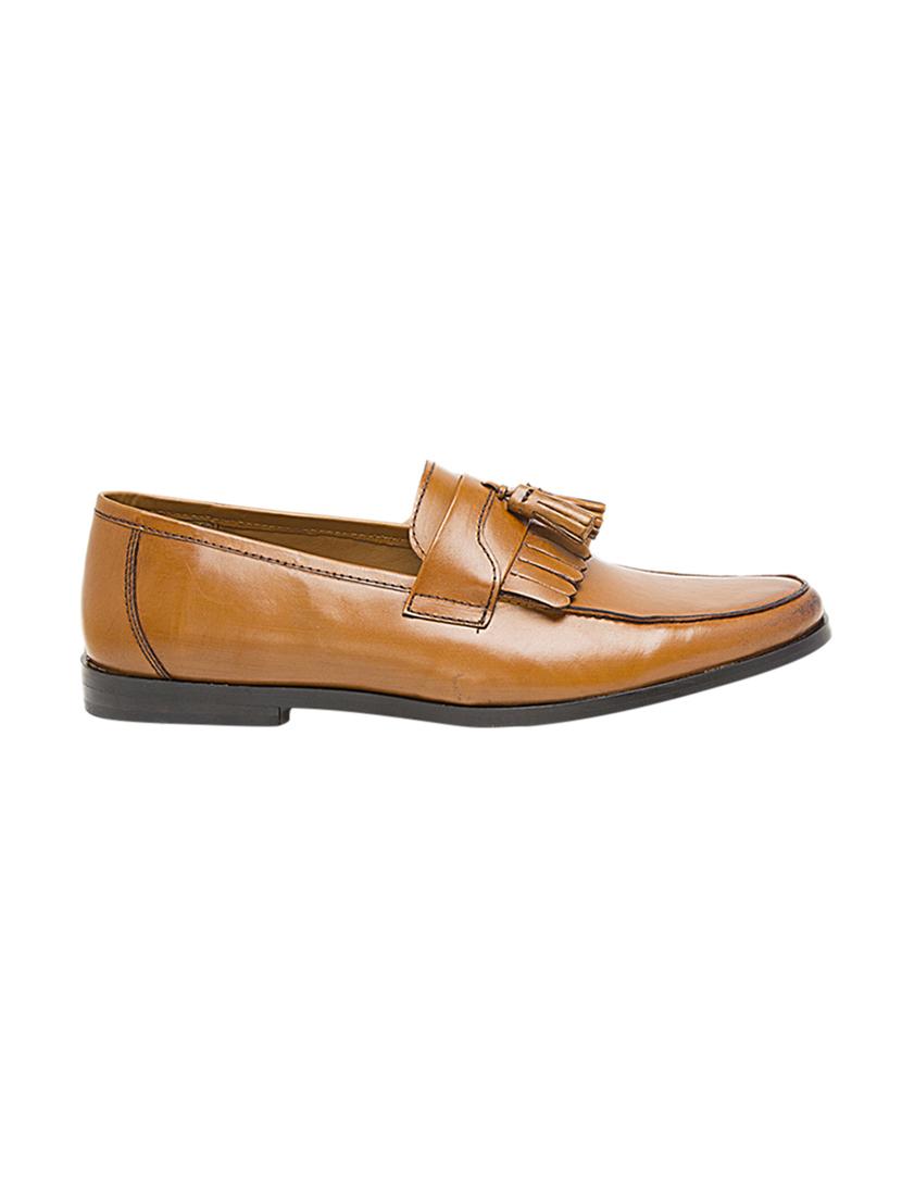 tan leather tassel slip ons - 15739871 -  Standard Image - 1