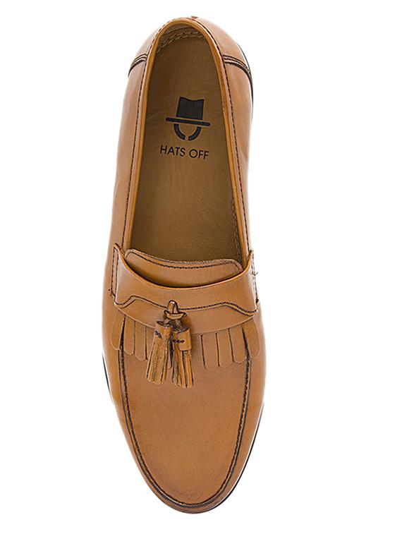 tan leather tassel slip ons - 15739871 - Standard Image - 4