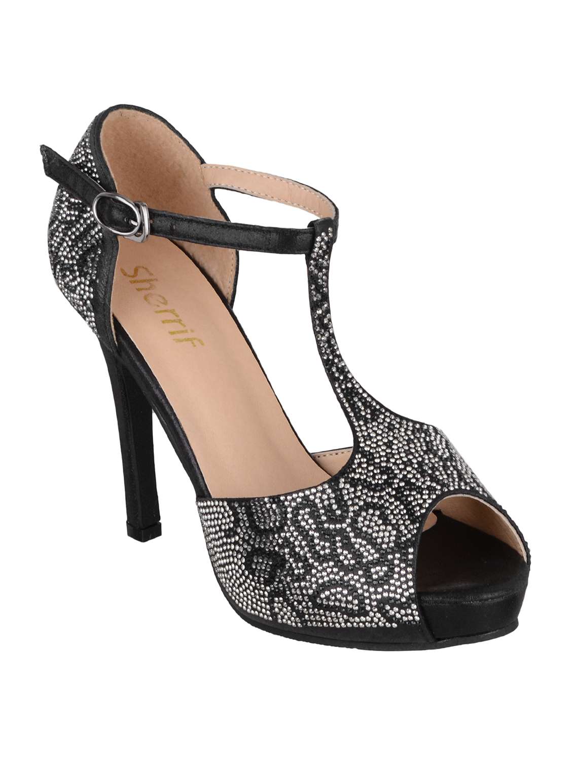 black t-strap sandals