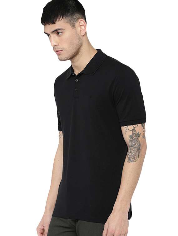 black cotton blend polo t-shirt - 15741042 -  Standard Image - 1