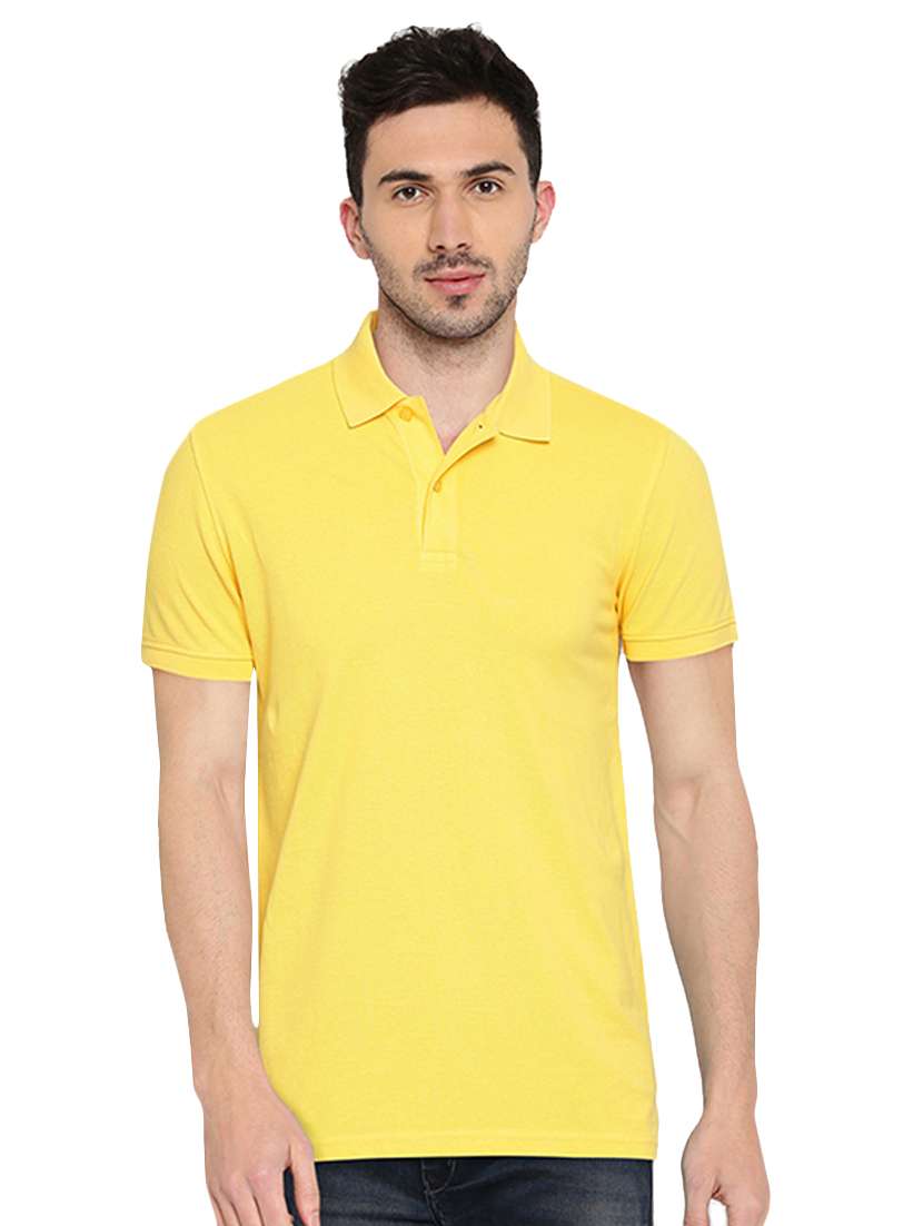 yellow cotton blend polo t-shirt