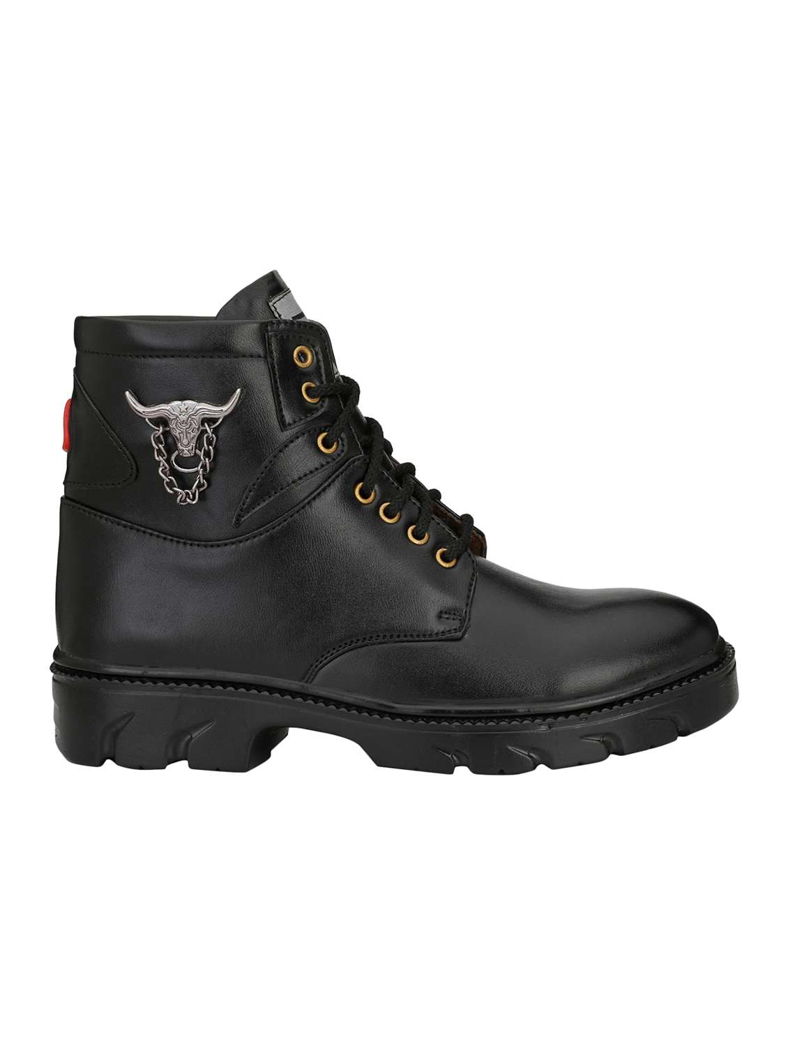 black leatherette high ankle boots - 15742550 -  Standard Image - 1