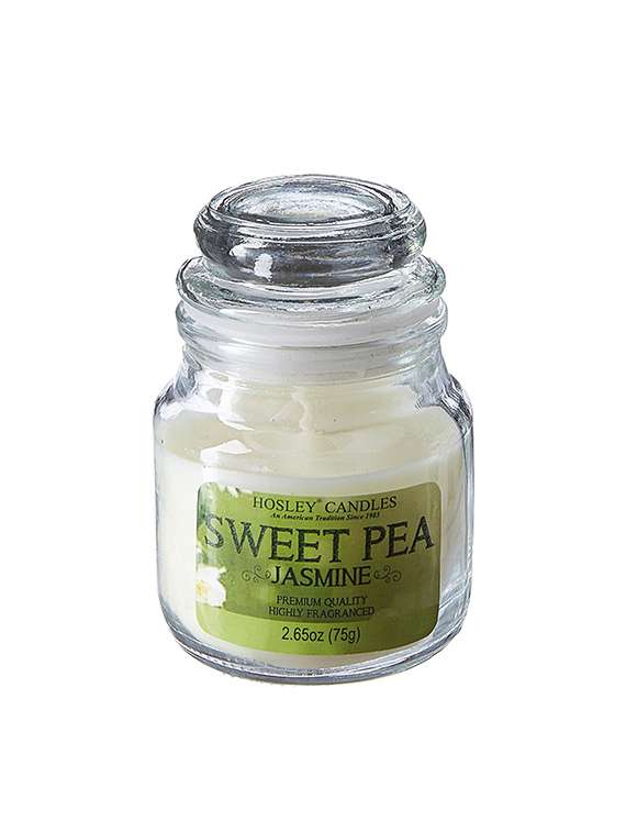 set of 3 hosley®  sweet pea jasmine highly fragranced jar candles 2.65 oz wax each