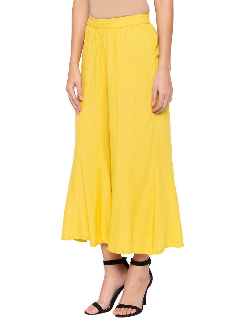 lime yellow flared palazzo - 15744013 - Standard Image - 1