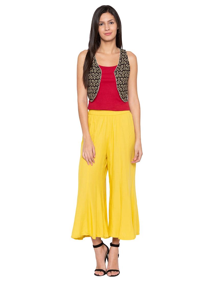 lime yellow flared palazzo - 15744013 - Standard Image - 4