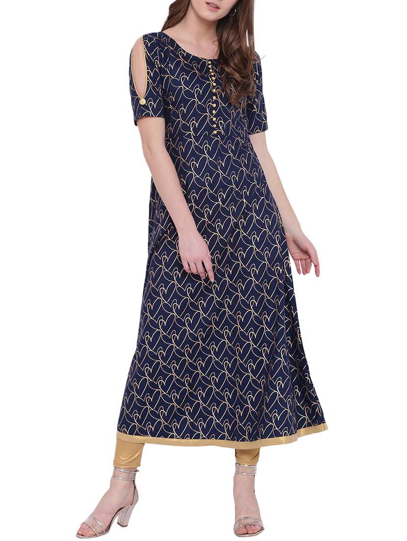 foil print a-line kurta