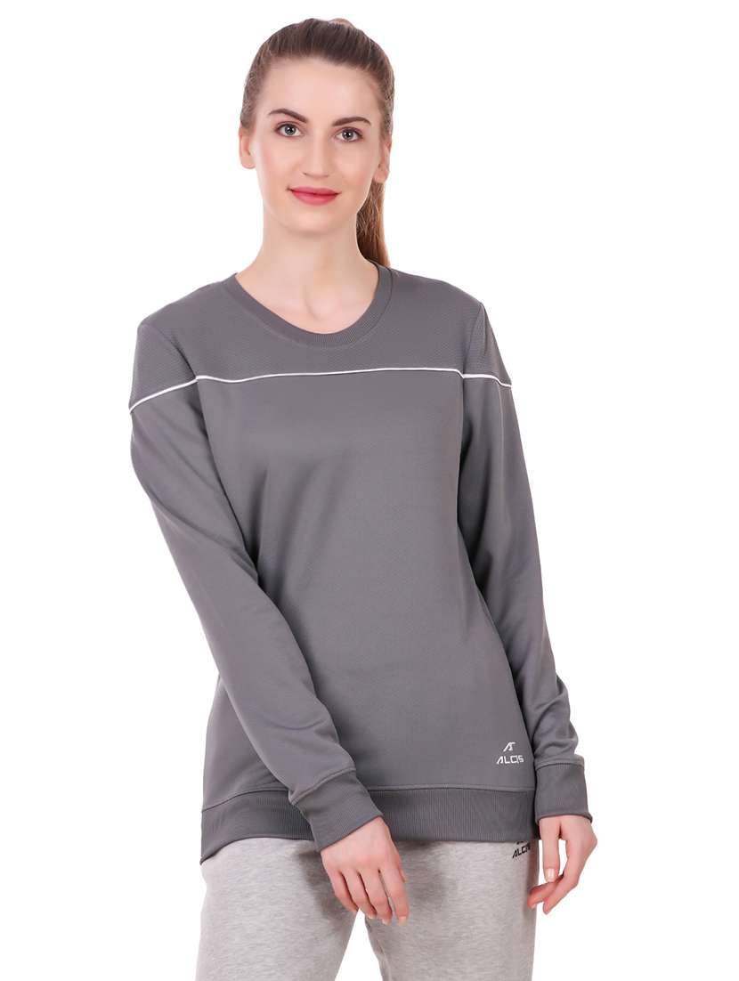 contrast piping crew neck sweatshirt