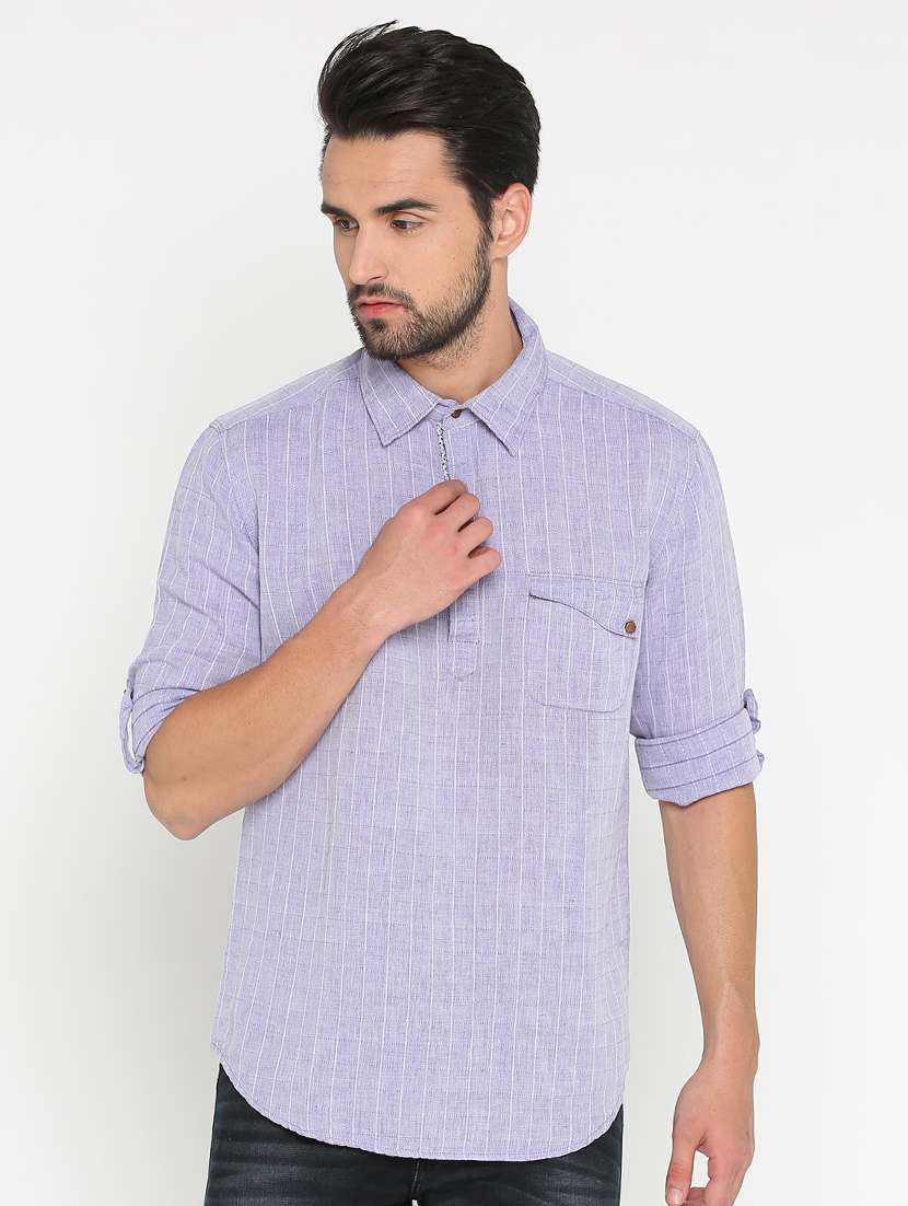 purple checkered short kurta