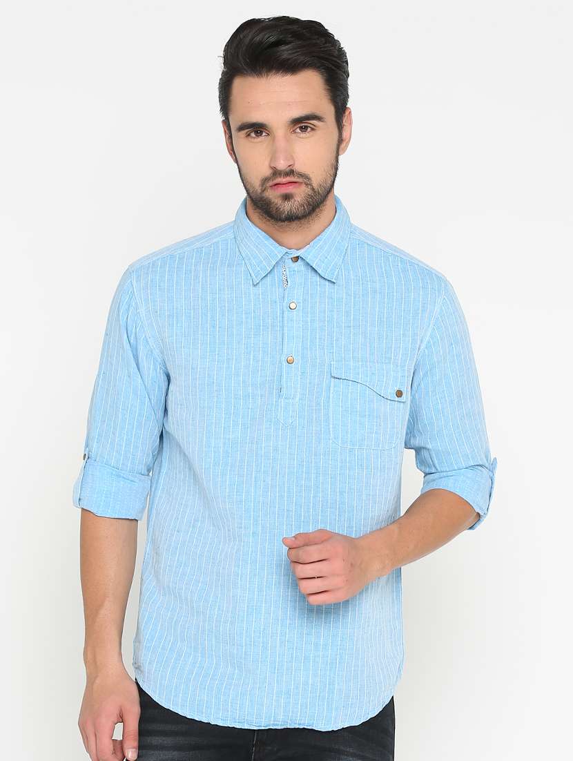 blue cotton short kurta