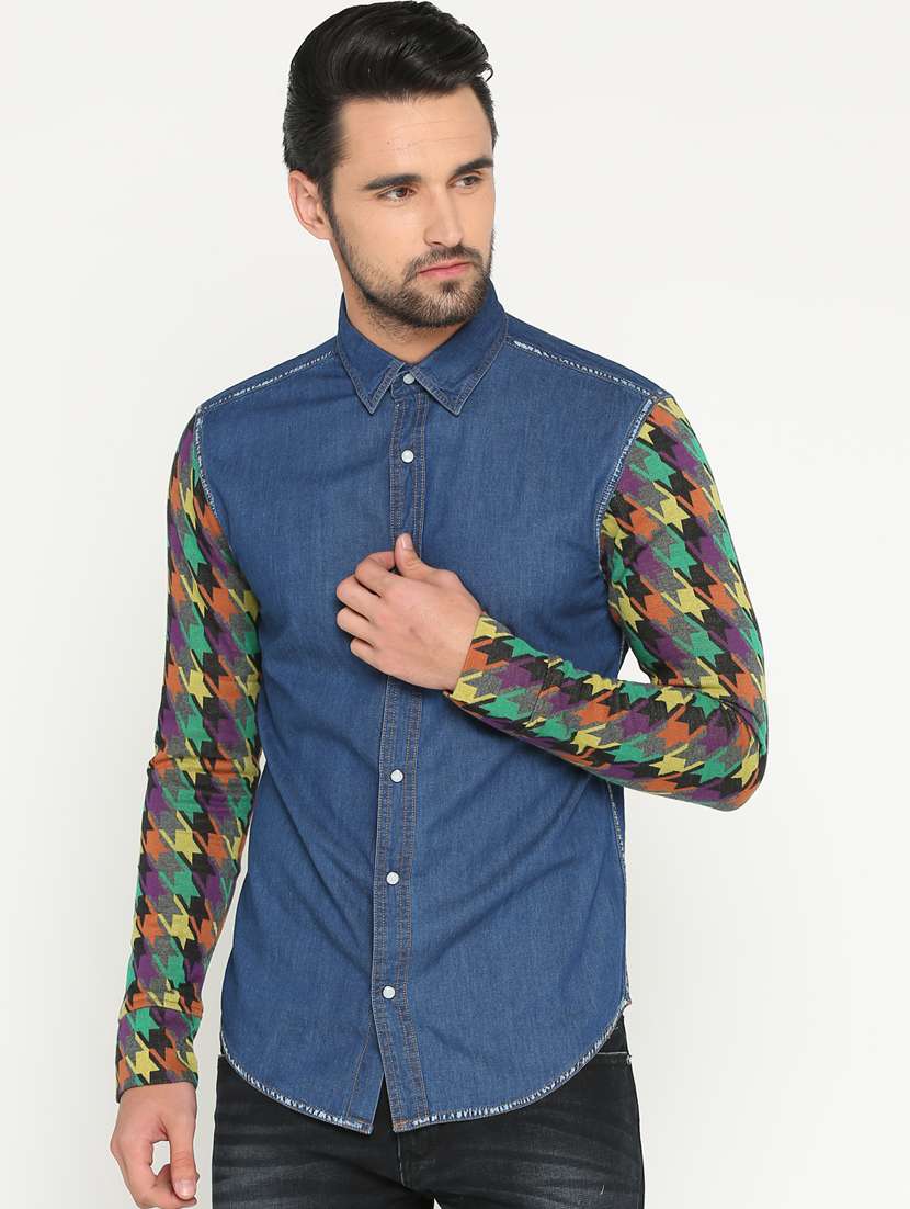 blue denim casual shirt