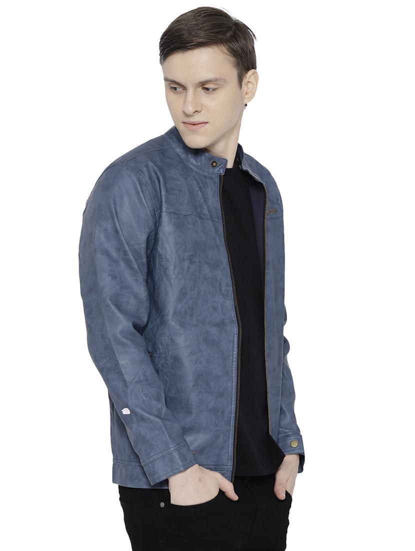 blue leather biker jacket - 15747864 -  Standard Image - 1