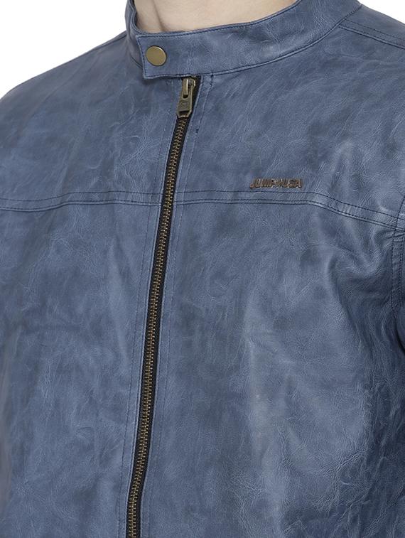 blue leather biker jacket - 15747864 - Standard Image - 4