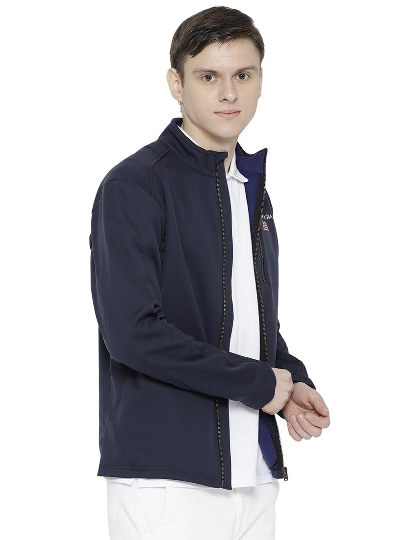 navy blue polyester casual jacket - 15747865 - Standard Image - 1