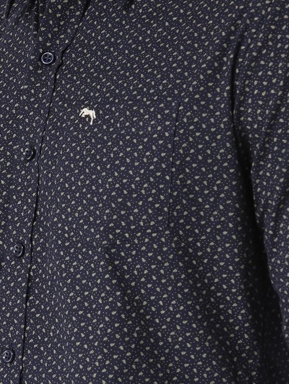 navy blue printed casual shirt - 15747953 - Standard Image - 4