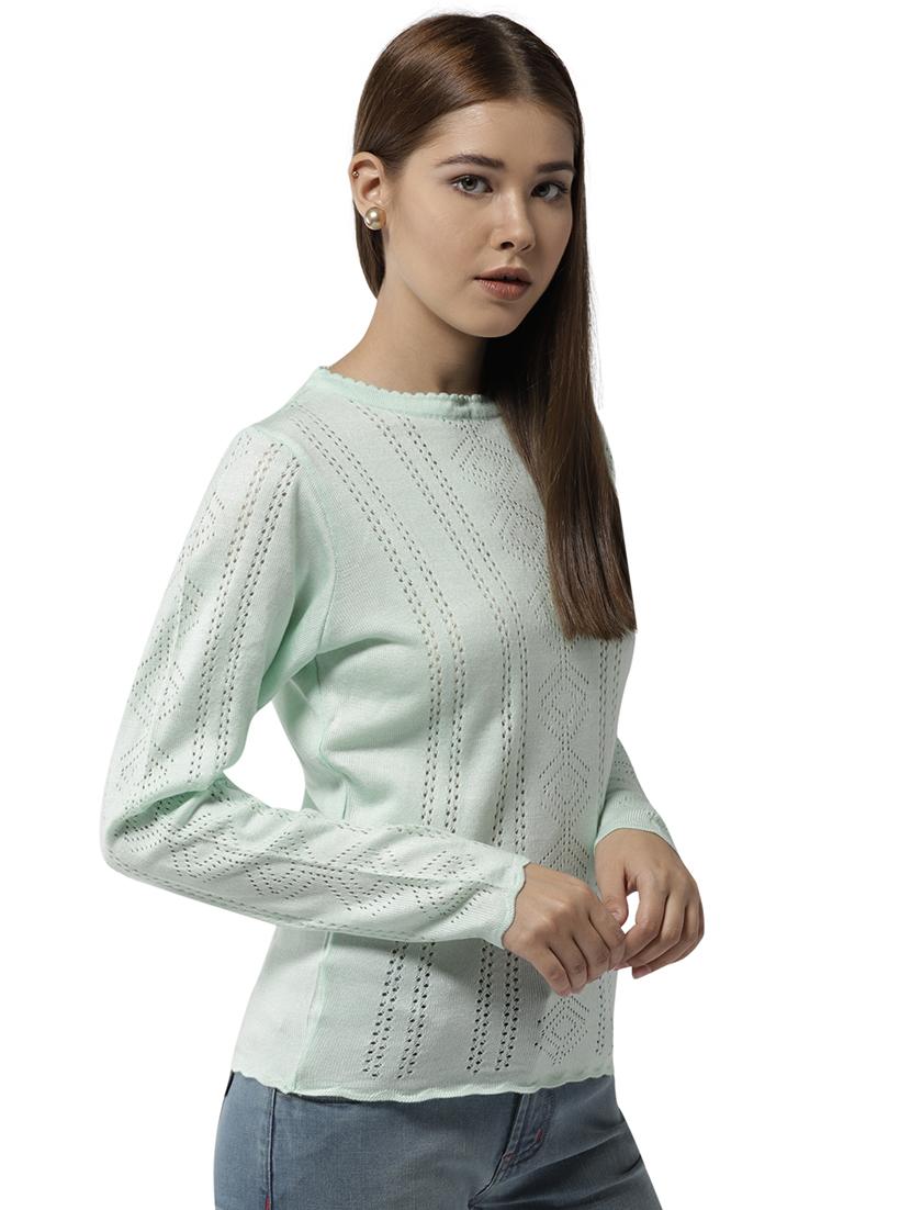 pointelle knit acrylic pullover - 15748088 - Standard Image - 1