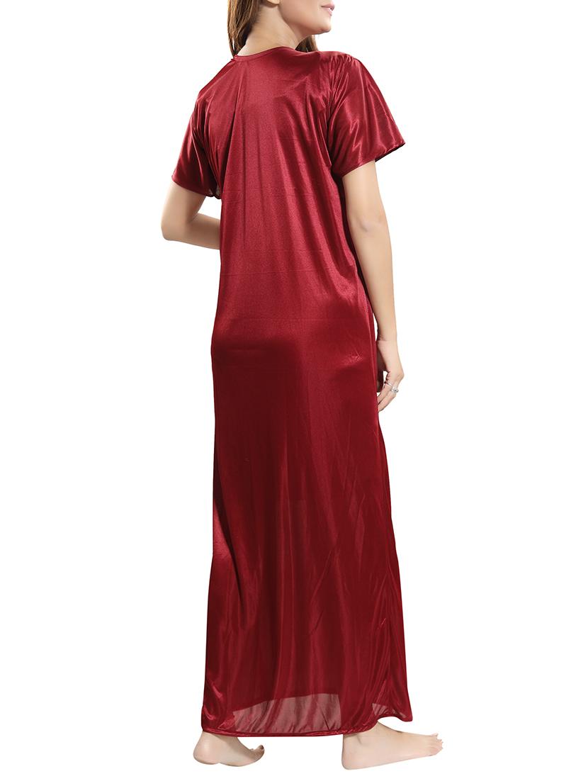 maroon solid sleepwear robe - 15748143 - Standard Image - 4