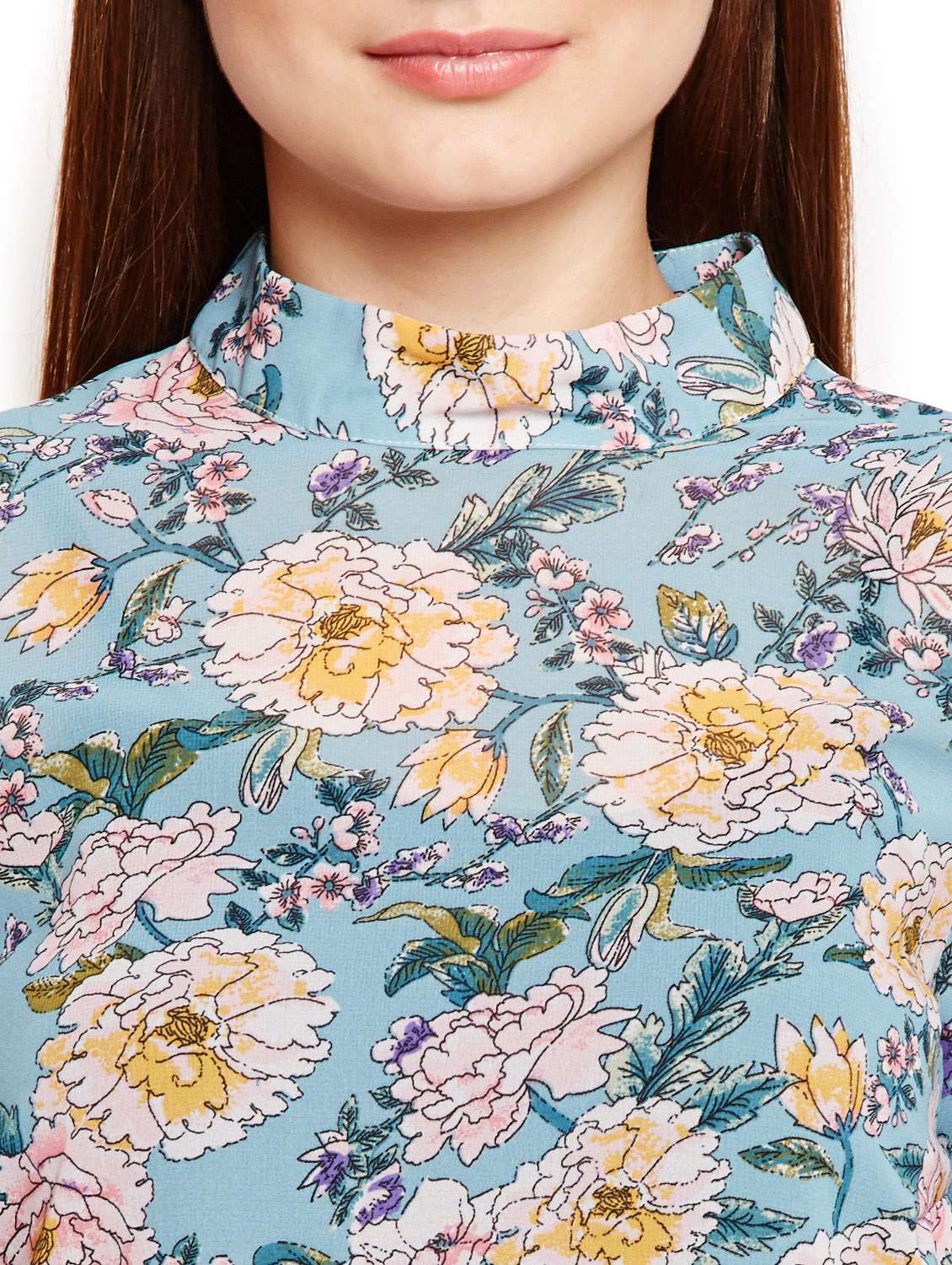 mock neck floral asymmetric top - 15750521 -  Standard Image - 4