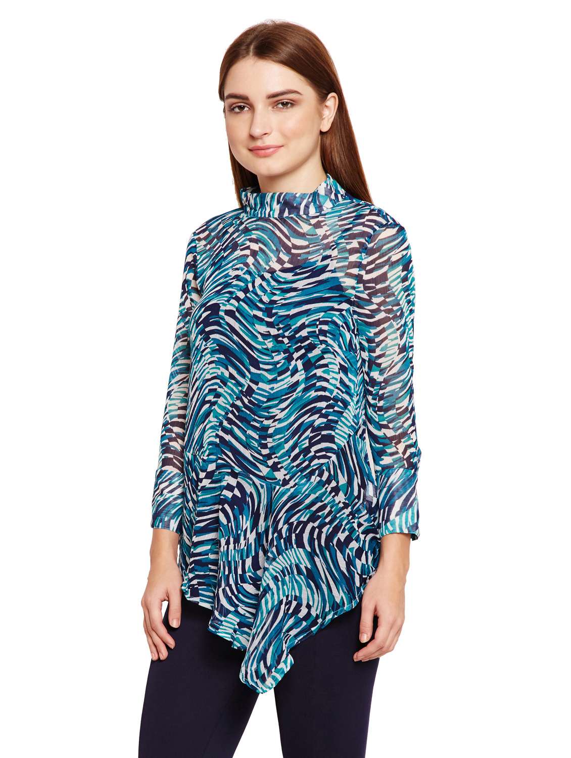 women's asymmetric mock neck top - 15750522 - Standard Image - 1