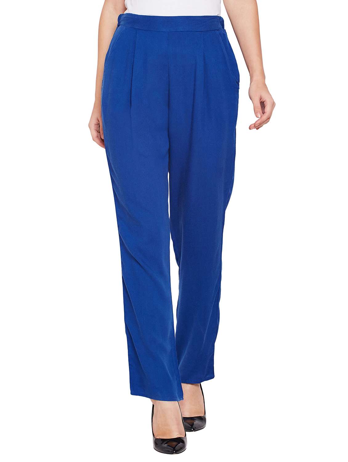 pleated waist peg trouser
