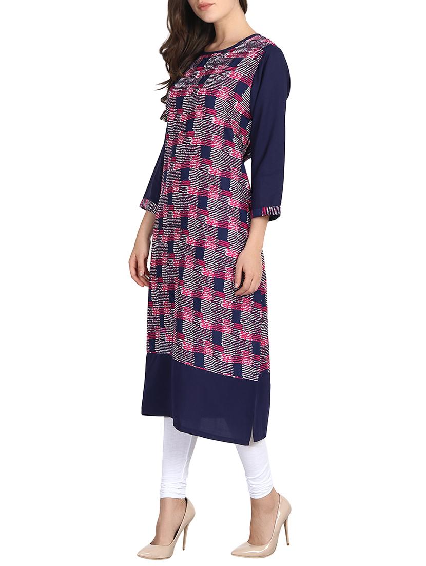 printed straight kurta - 15750959 -  Standard Image - 1