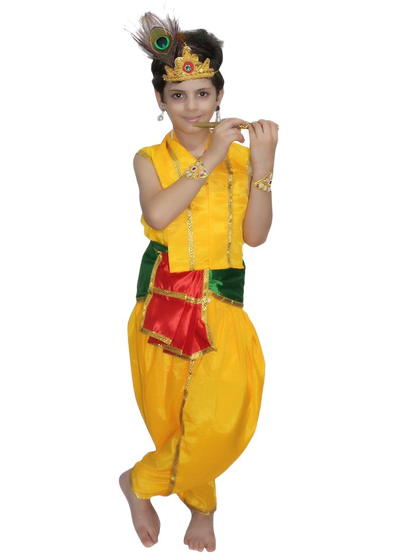 yellow polyester krishna costume