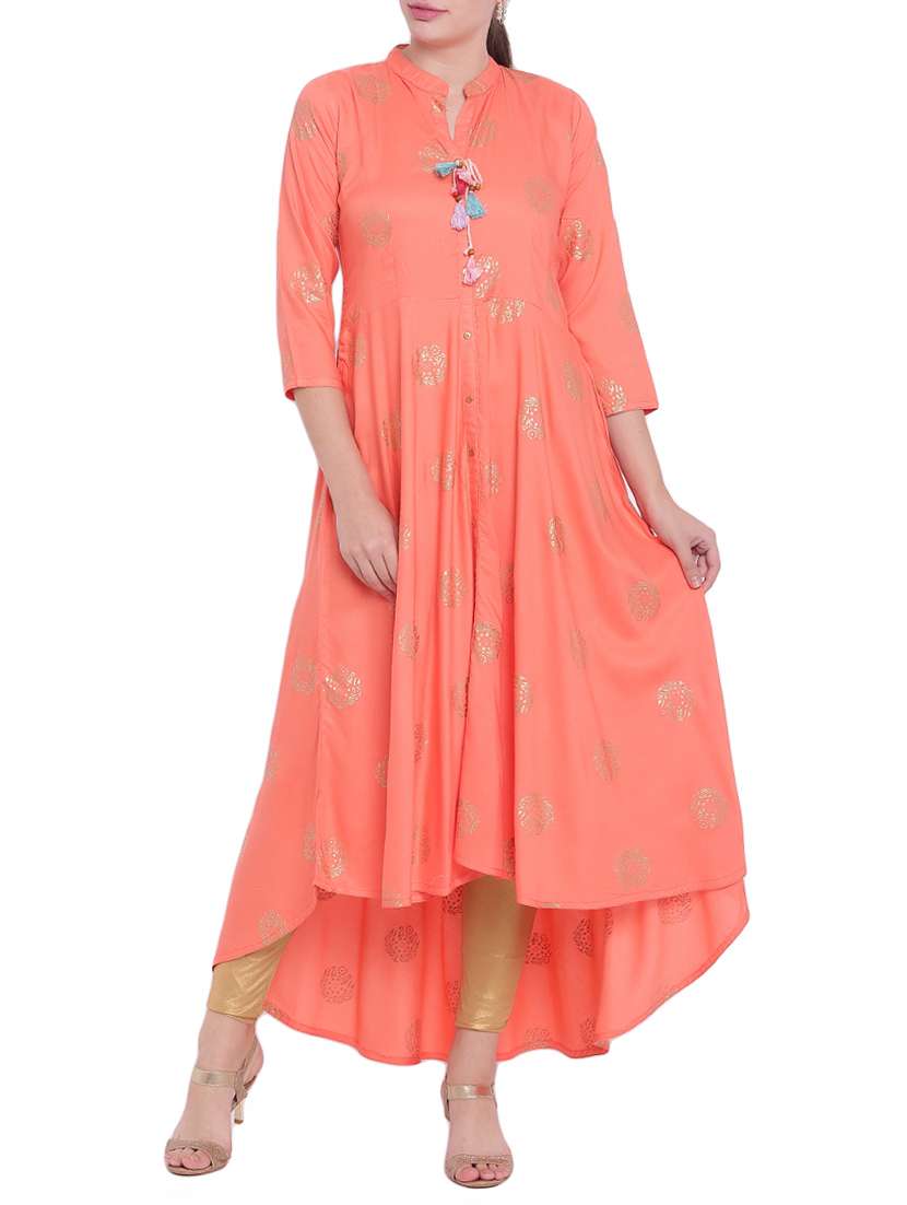 foil print high-low kurta