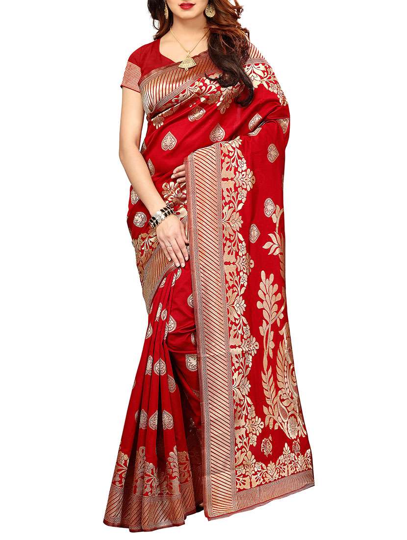 floral zari motif banarasi saree with blouse