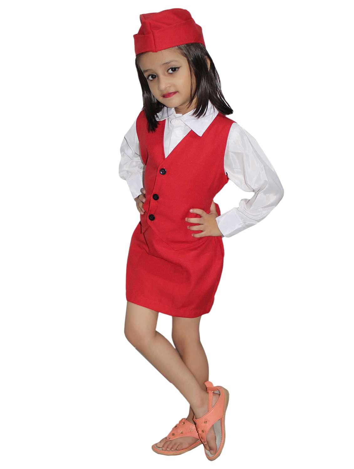 red polyester air hostess costume - 15758707 -  Standard Image - 1