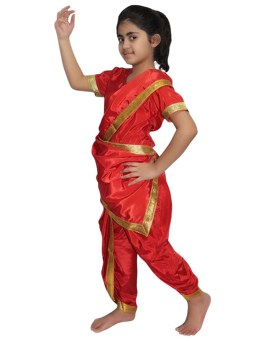 red polyester marathi costume - 15758759 -  Standard Image - 1