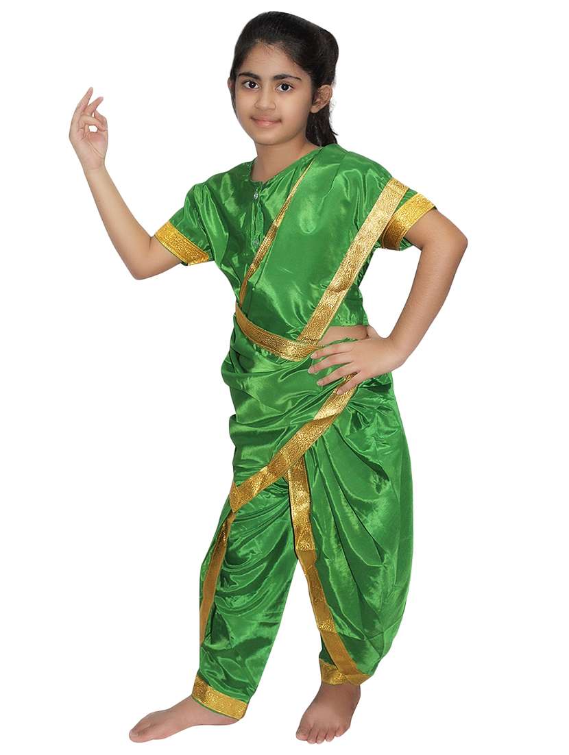 green polyester marathi costume - 15758761 -  Standard Image - 1