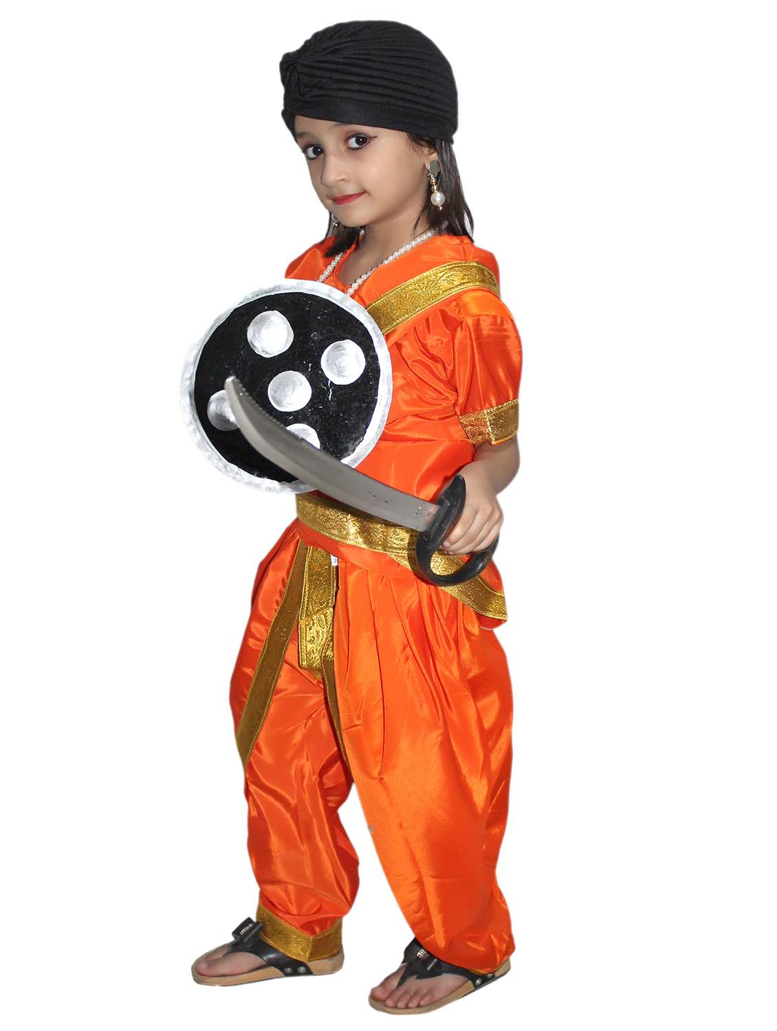 orange polyester rani laxmi bai costume - 15758764 -  Standard Image - 1
