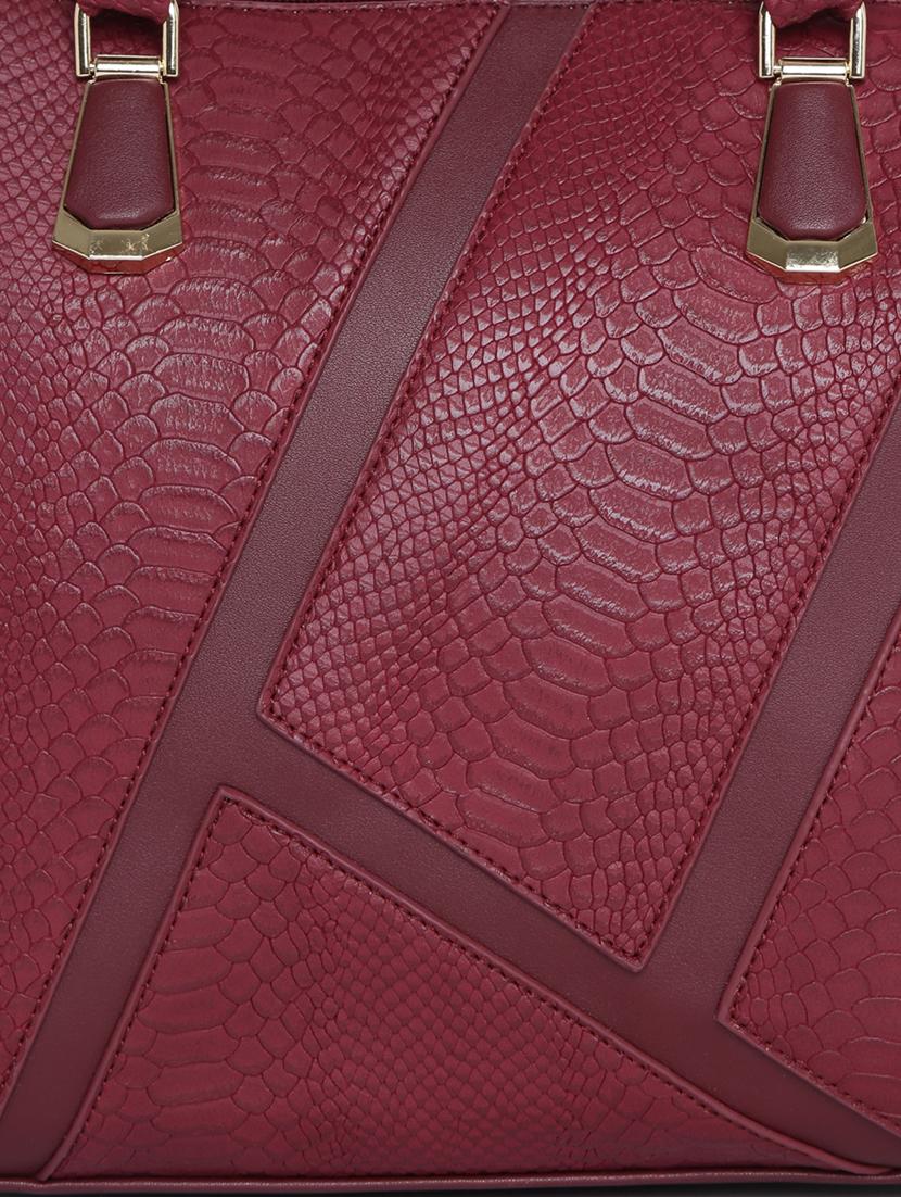maroon leatherette (pu) handbag - 15759186 - Standard Image - 4