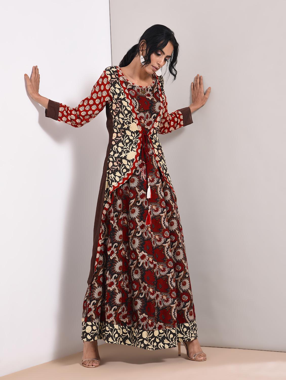 kalamkari printed layered kurta