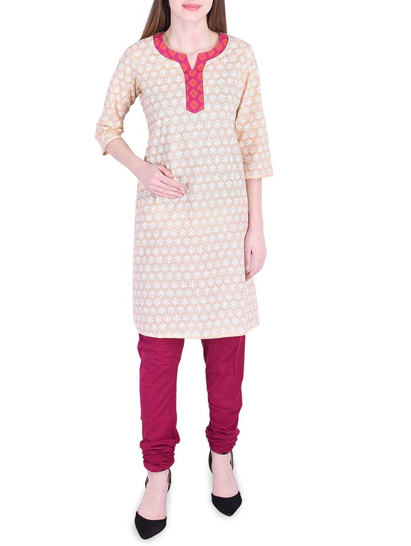 floral printed kurta with churidaar