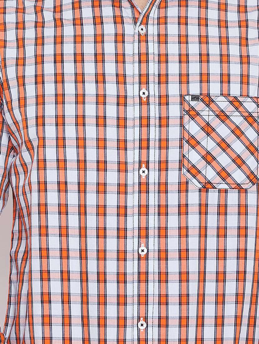orange checkered casual shirt - 15764765 - Standard Image - 4