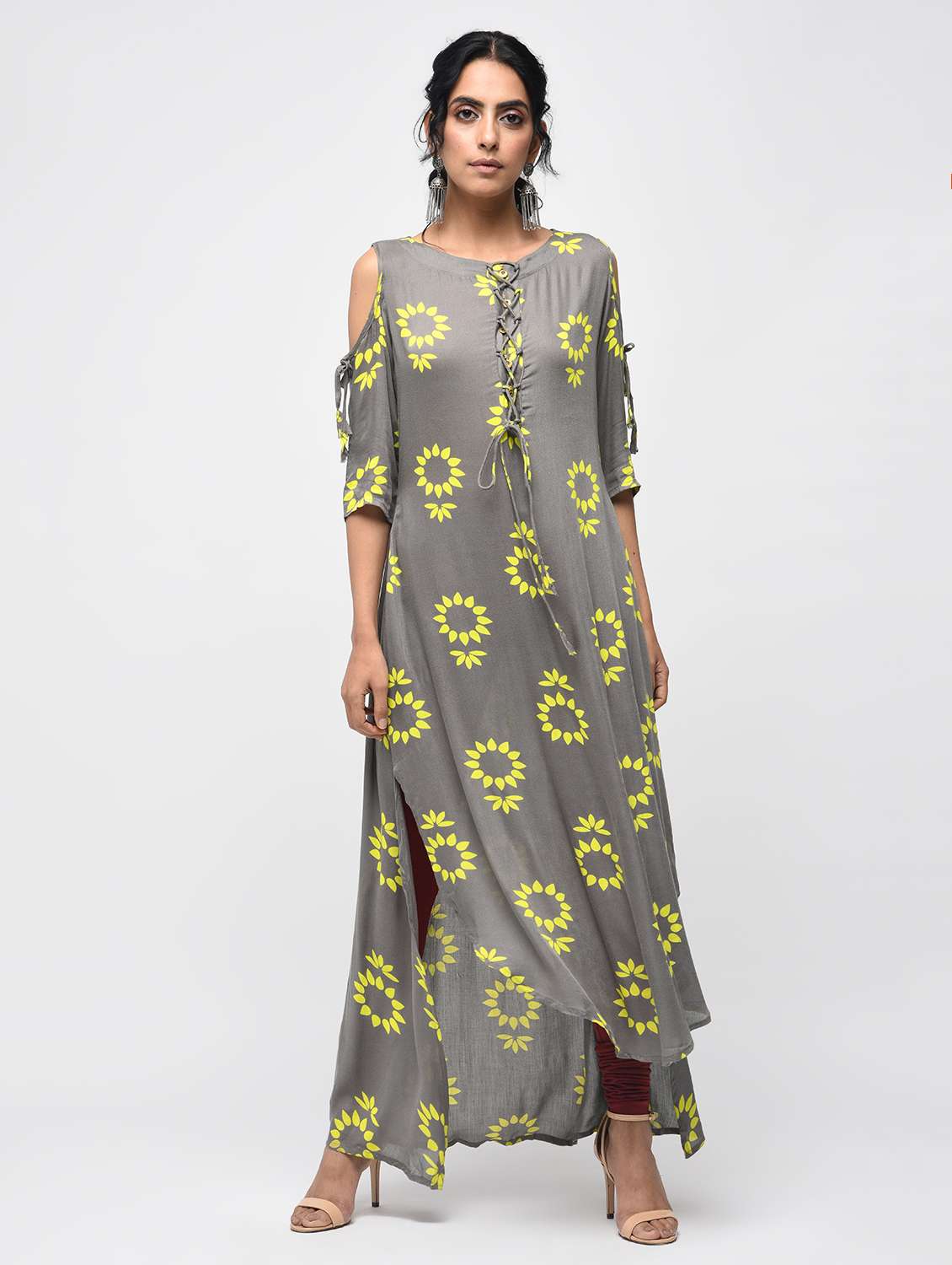 high low printed kurta