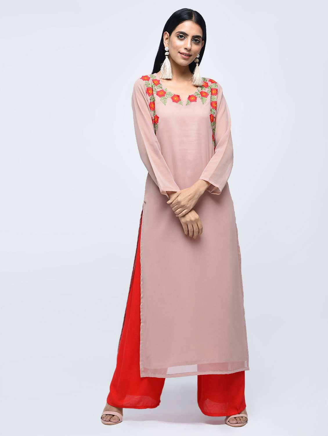 embroidered straight kurta