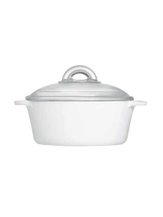 glass roasting casserole with lid 3 ltr luminarc flame four glass transparent white (white, 3000 ml)