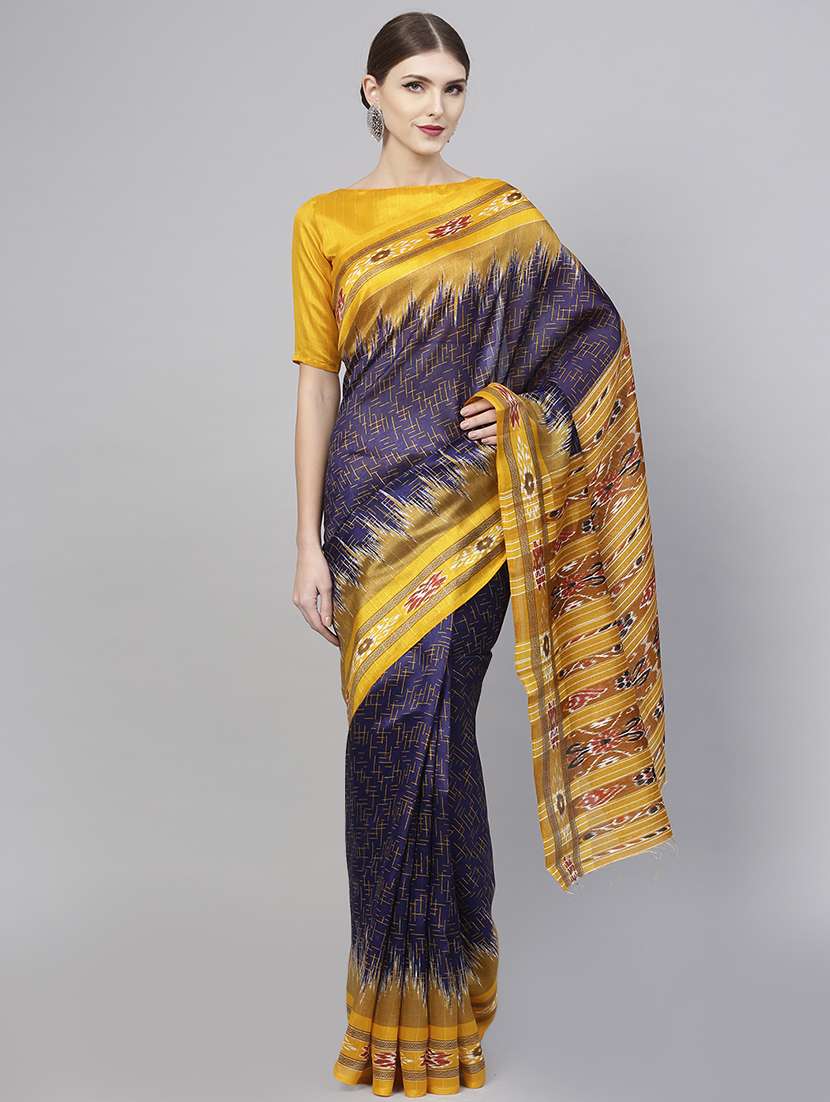 temple border printed saree with blouse
