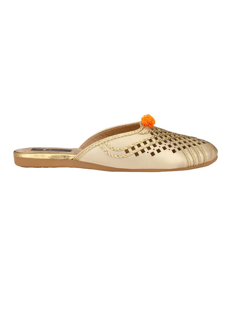 gold slip on mules sandals - 15769073 - Standard Image - 1