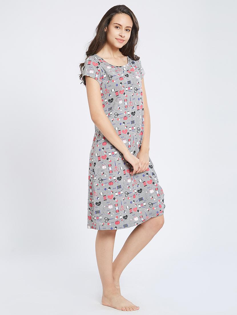 tie-up detail quirky print sleepshirt - 15769541 - Standard Image - 1
