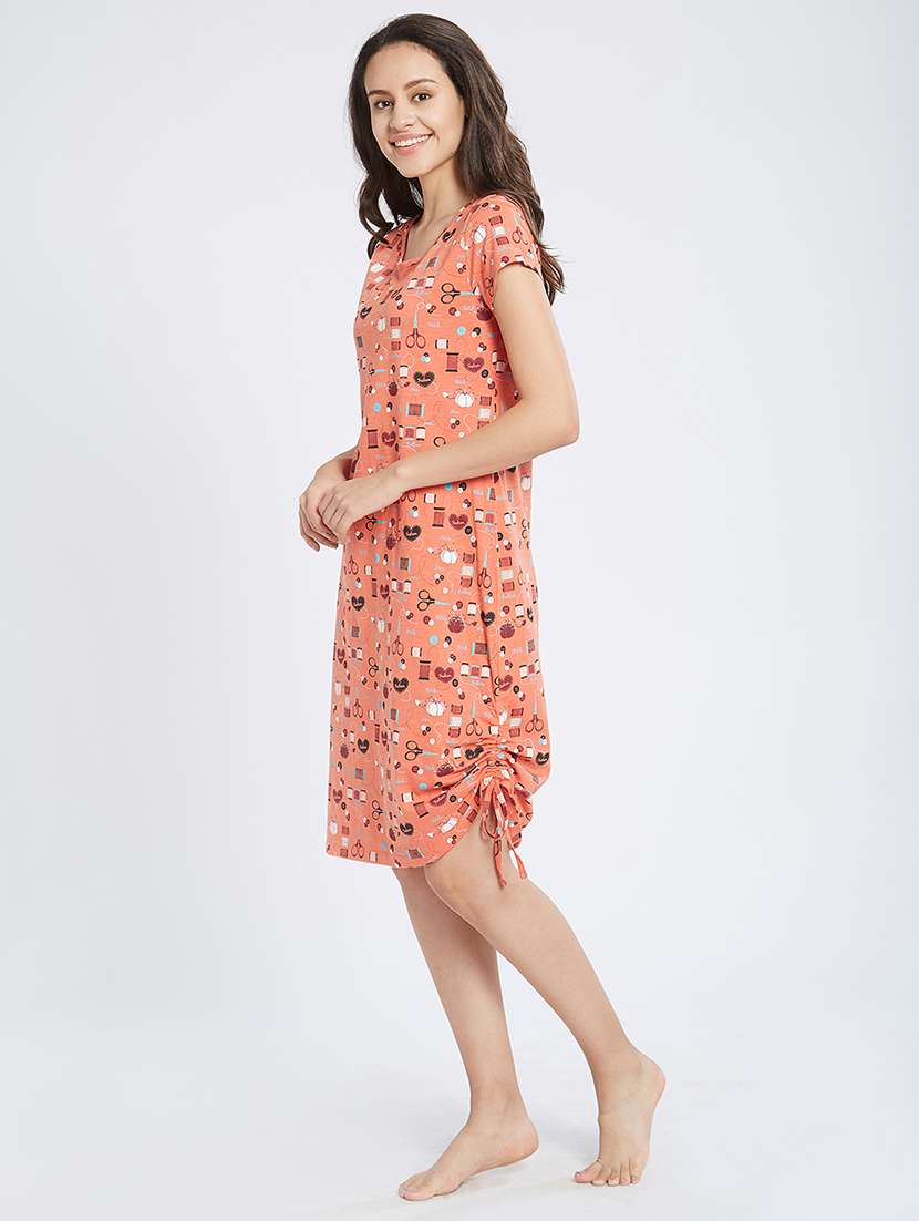tie-up detail quirky print sleepshirt - 15769544 - Standard Image - 1