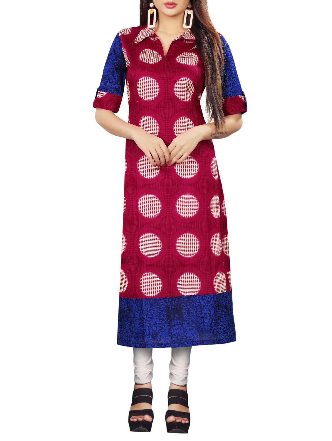 polka dot straight kurta