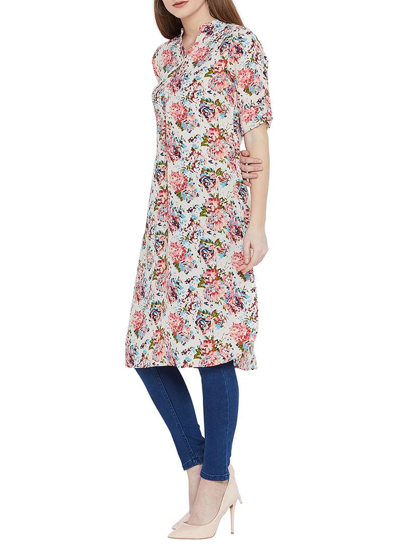 roll up sleeved floral tunic - 15772205 - Standard Image - 1