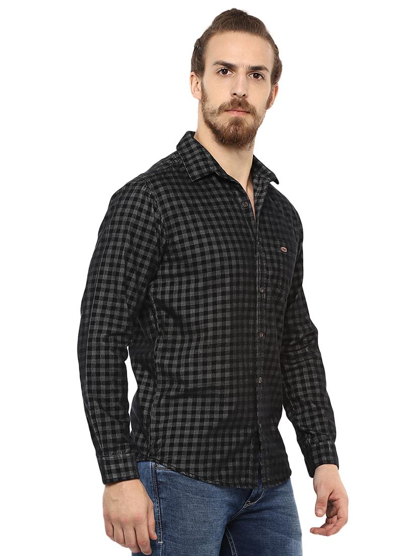 black checkered casual shirt - 15772539 - Standard Image - 1