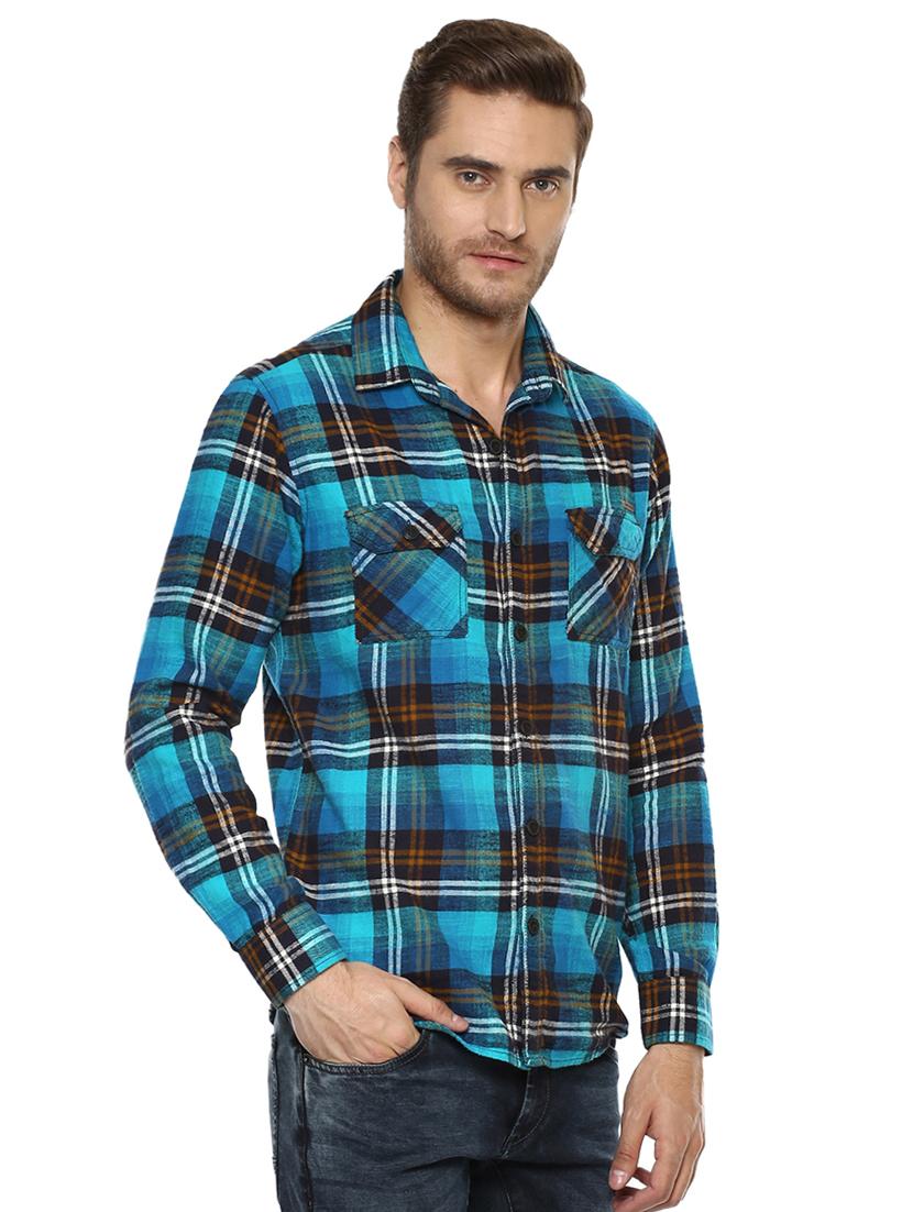 blue checkered casual shirt - 15772558 - Standard Image - 1