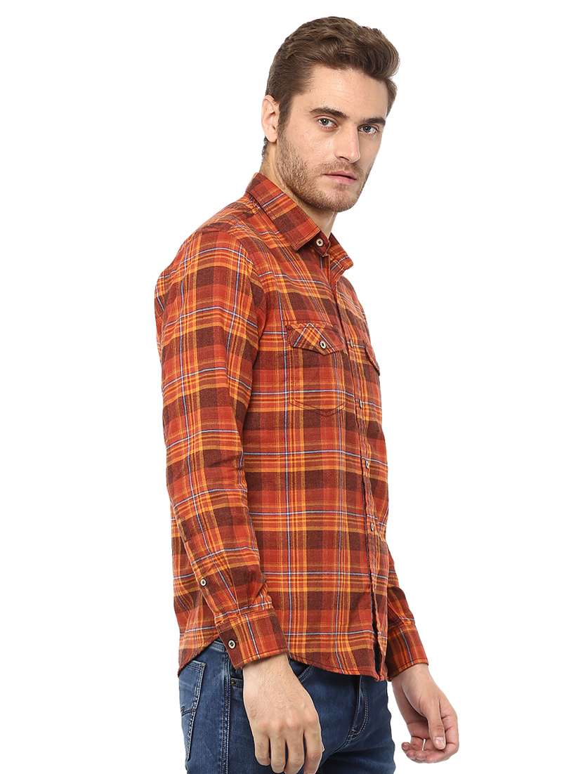 orange checkered casual shirt - 15772562 -  Standard Image - 1