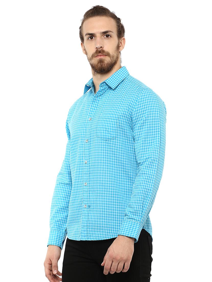 blue checkered casual shirt - 15772614 - Standard Image - 1